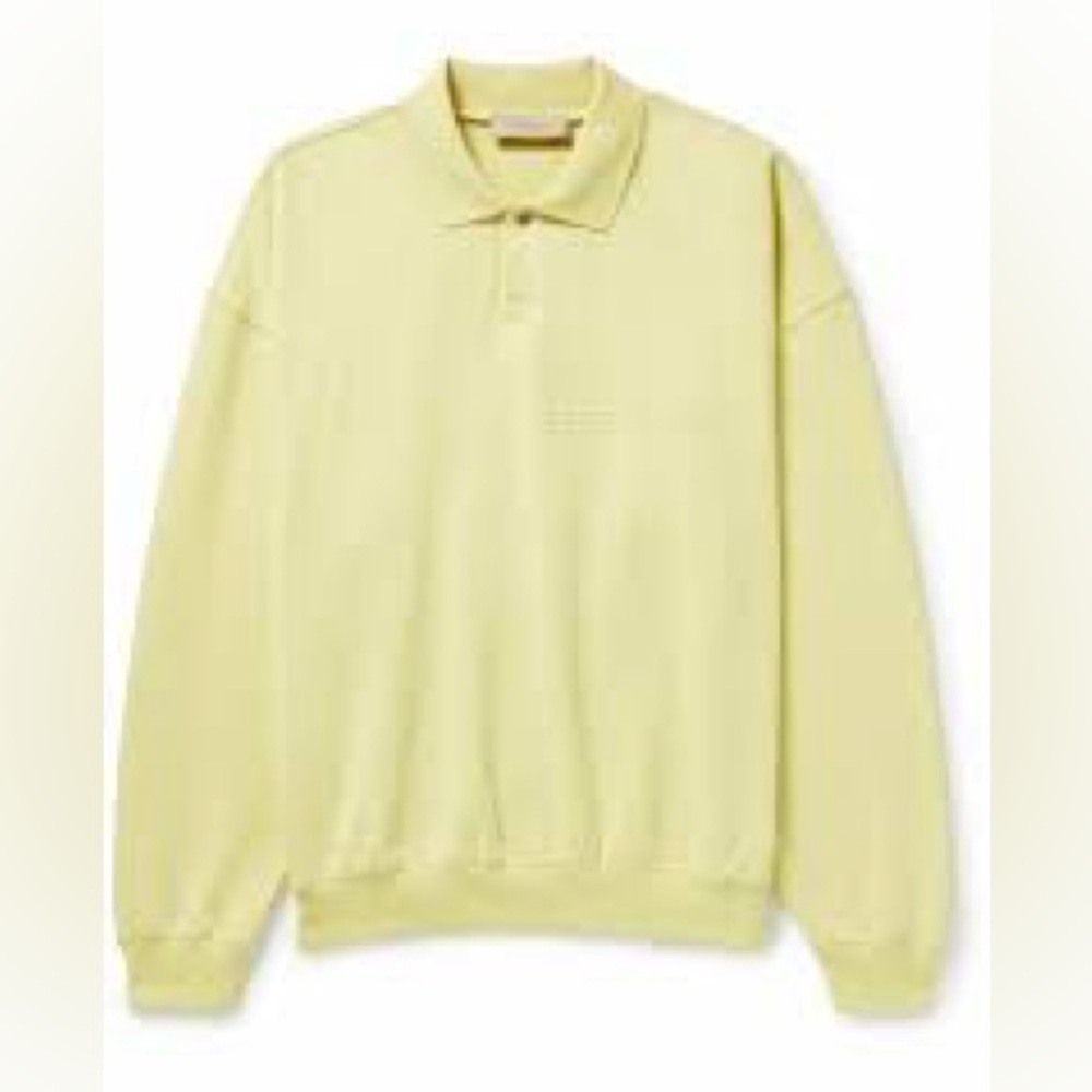 FEAR OF GOD ESSENTIALS Logo Cotton Jersey Polo Shirt sweatshirt Yellow Size XXS